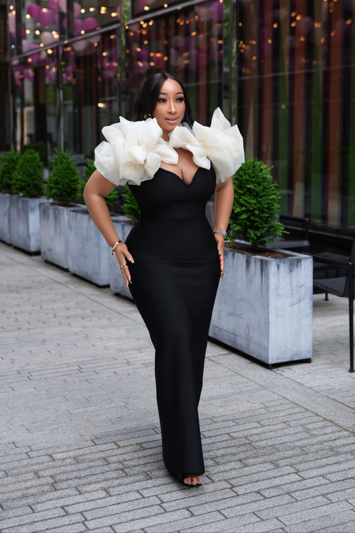 Golden Hour Empress- Semi Detached Sleeve with FLORET BANDAGE Dress (New!)