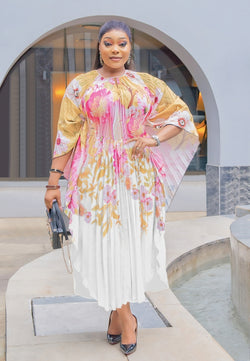 Zarina Florals- Pleats Kaftan Maxi Dress (New! 3 colors)