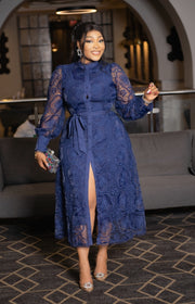 Lacy Beauty- Hollow-Out Organza Lace Dress (New)