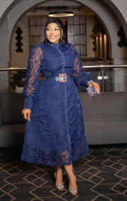 Lacy Beauty- Hollow-Out Organza Lace Dress (New)