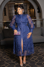 Lacy Beauty- Hollow-Out Organza Lace Dress (New)