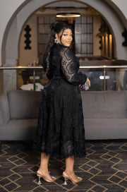 Lacy Beauty- Hollow-Out Organza Lace Dress (New)