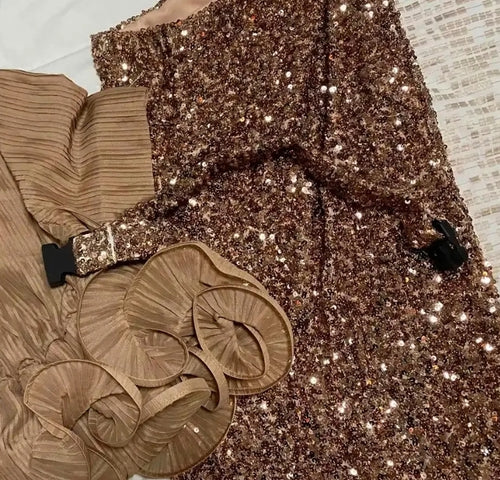 Dazzling Attraction- 3pcs Plisse blouse/Sequin Skirt/Belt SET (NEW!)