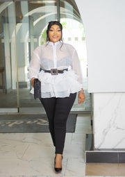 Queen of Fancy- Ruffle Layer Peplum blouse (New! 5 colors)