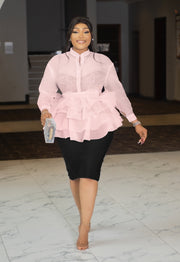 Queen of Fancy- Ruffle Layer Peplum blouse (New! 5 colors)