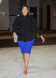Queen of Fancy- Ruffle Layer Peplum blouse (New! 5 colors)