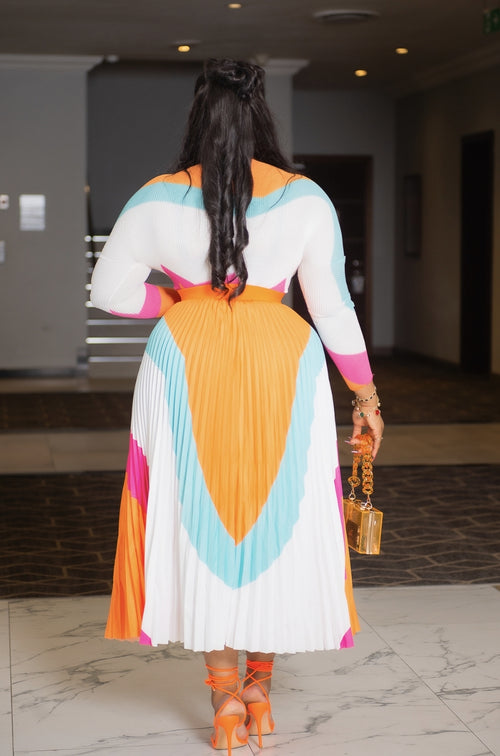 Dreamy Beauty Pleats - Mesh Long Sleeve Top & LONG Pleated Skirt Set (New! 2 colors)