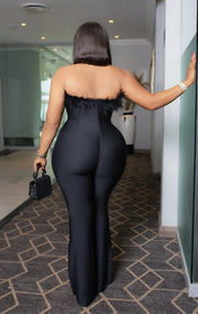 Zanetta- Sleeveless Feather Bandage JUMPSUIT