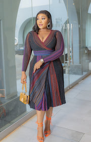 Belynda- Sweater Overlay Slit Dress (New)