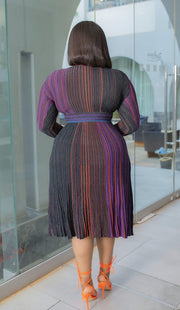 Belynda- Sweater Overlay Slit Dress (New)