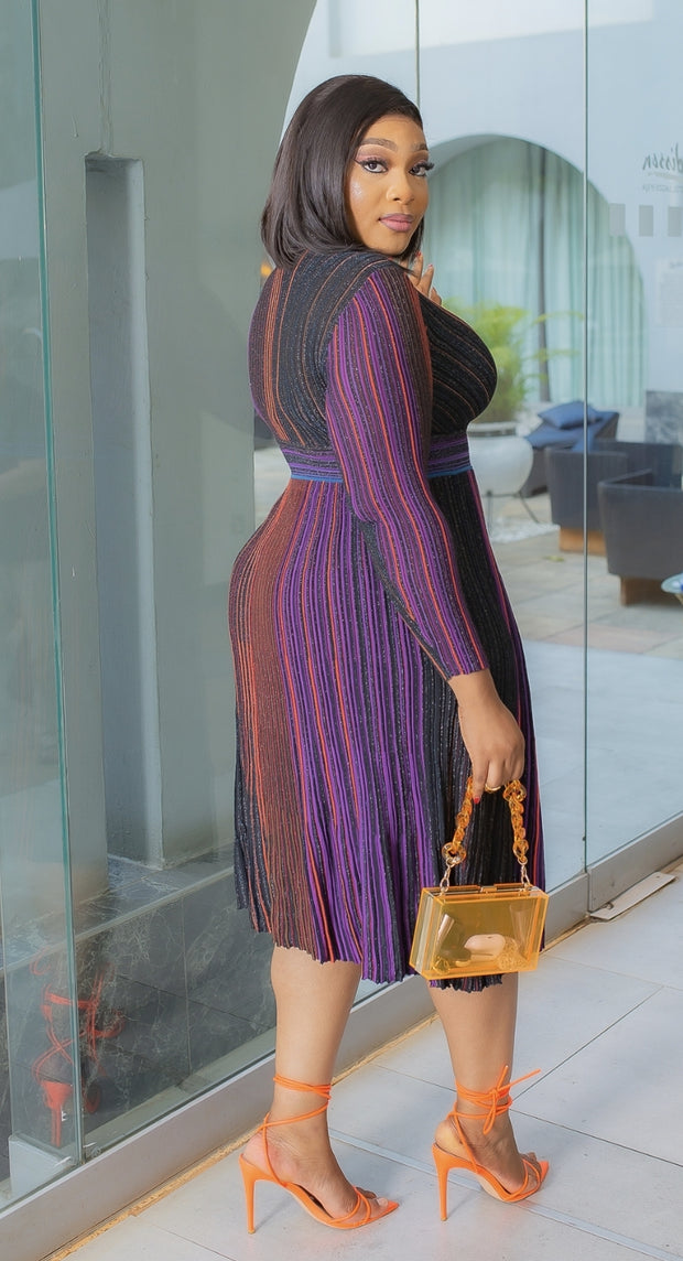 Belynda- Sweater Overlay Slit Dress (New)