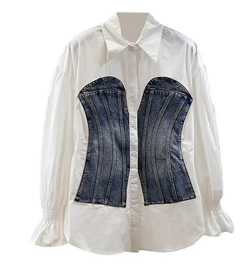 Chic Denim- Vest ILLUSION blouse (New! 2 colors)