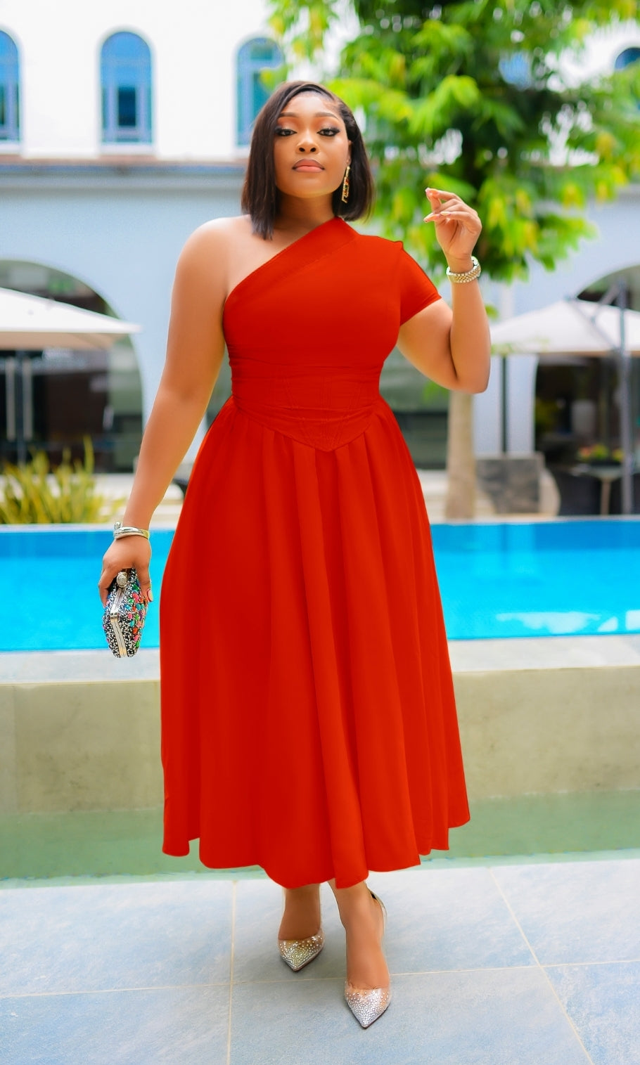fit and flare bustier dress African Print Fit & Flare Corset Midi Dress