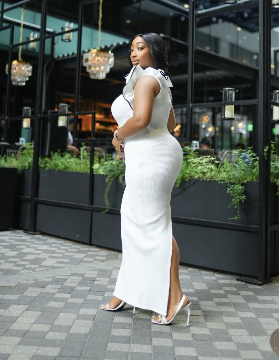 Angelic Rosette Queen- Ribbed One Sleeve Bodycon Dress (New) – DivAbby