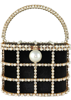 Pearla Cage- Satin Fabric Lined Wristlet Clutch/Bag