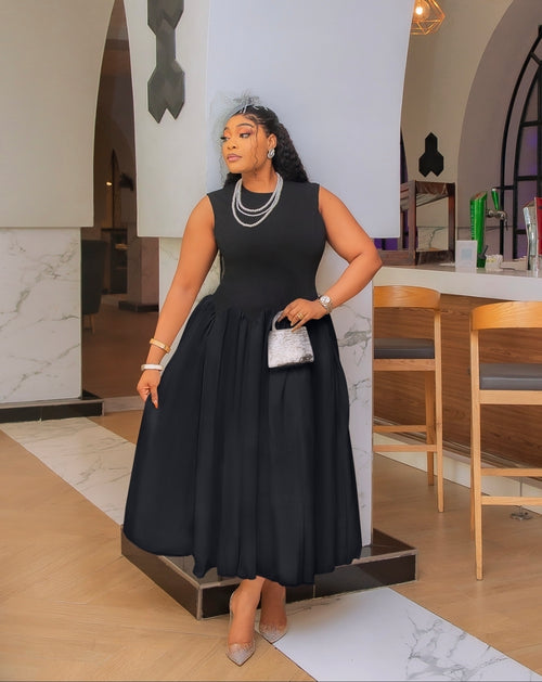 Regal Grace- Colorblock Midi Ball Dress (New!)