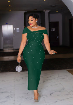 Radiant Opulence Wrap- Resin Beads BANDAGE Dress (New)