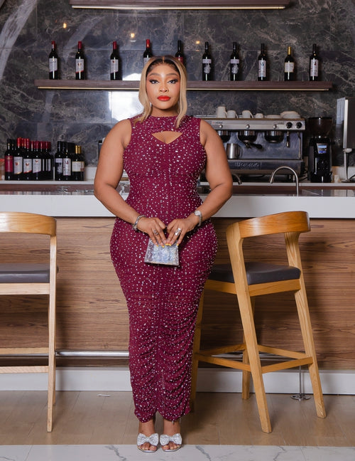 Crystal Spark Queen- Rhinestone Mesh Dress (New)