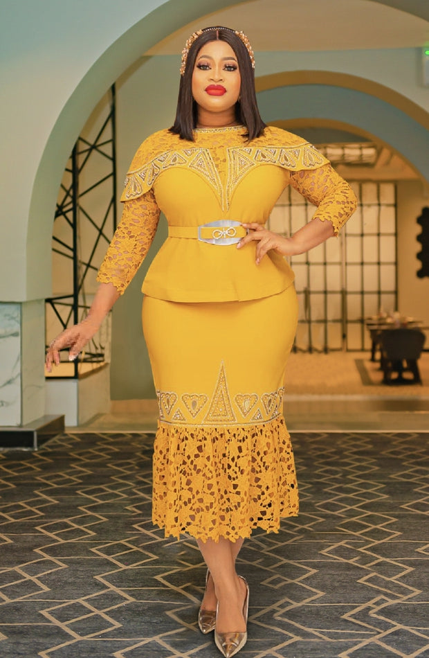 Sunflower Pretty- 3pcs Gemstone Blouse/Skirt/Belt Set (NEW!)