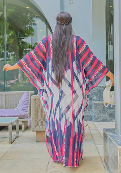 Rich Queen Colorblock- 2pc Geometric Design Kimono Top/Pant SET (NEW)