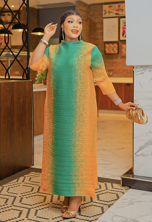 Lady Jada- Pleats Colorblock Dress (NEW)