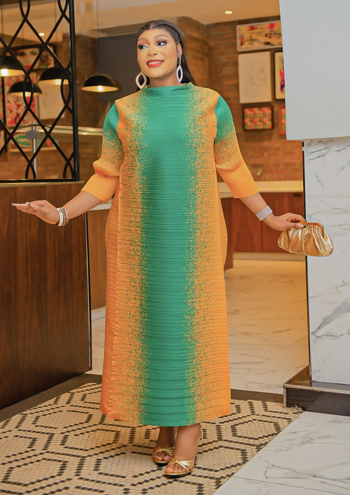 Lady Jada- Pleats Colorblock Dress (NEW)