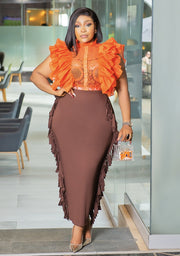Flutter Diva- Lace Front Ruffle Sleeve CROP BLOUSE (New! Five colors!)