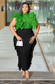 Flutter Diva- Lace Front Ruffle Sleeve CROP BLOUSE (New! Five colors!)