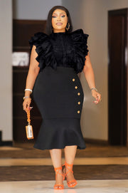 Flutter Diva- Lace Front Ruffle Sleeve CROP BLOUSE (New! Five colors!)