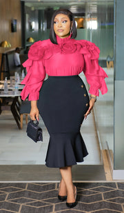 Ruffles Extravaganza- 3D Petals Long Sleeve Blouse (New! Five colors)