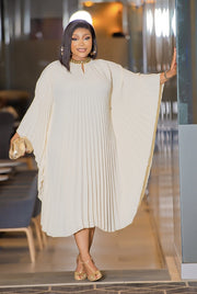 Zarina- NO BELT HOLE!!! FINAL SALE! SOLD AS IS! Pleats Kaftan Maxi Dress (CLEARANCE OUTLET! Final Sale/No Return/No Exchange!)