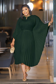 Zarina- NO BELT HOLE!!! FINAL SALE! SOLD AS IS! Pleats Kaftan Maxi Dress (CLEARANCE OUTLET! Final Sale/No Return/No Exchange!)
