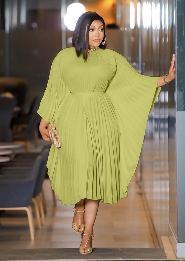 Zarina- NO BELT HOLE!!! FINAL SALE! SOLD AS IS! Pleats Kaftan Maxi Dress (CLEARANCE OUTLET! Final Sale/No Return/No Exchange!)