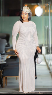 Bridee Blings- Rhinestone Jeweled Floor Length Dress (New)