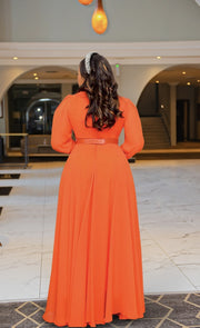 Upscale Queen Vibes- 3D Rhinestone Embellished Maxi Dress (New)