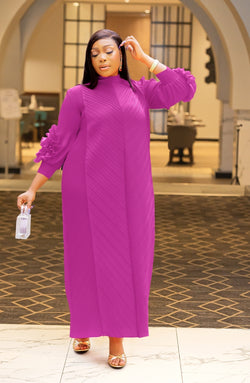 Jemilah Rose- 3D Petals Pleats Maxi Dress (3 colors)