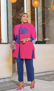 Robella Fancy- 2pcs Colorblock Tunic/Capri Pant Set (NEW)