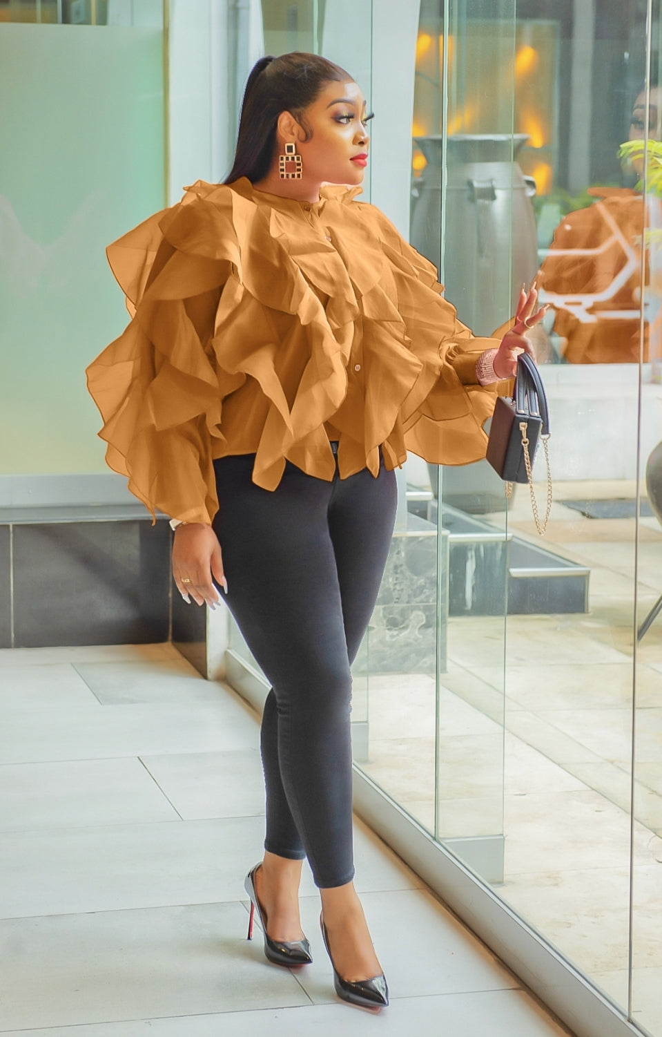 TULIP Extravaganza- Button Closure Long Sleeve blouse (Final Sale