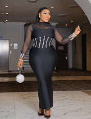 Beauty Glitz and Glamour- Rhinestone Embellished Bandage Dress (New)