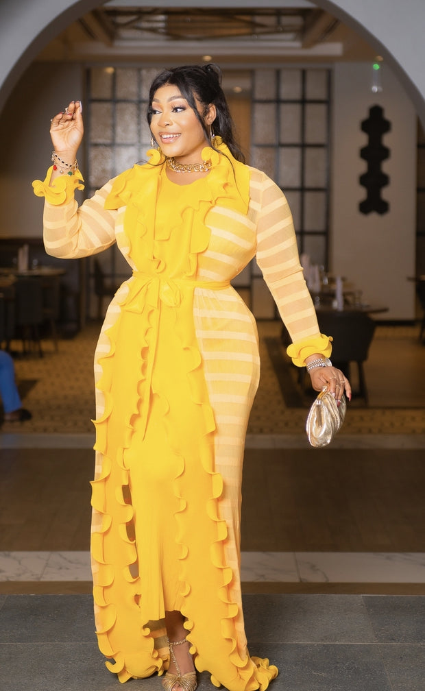 Queen Fascination- 2pc Floor length Duster/Midi Dress SET (New! 2 colors!)