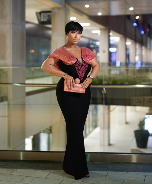 Duchess Allure- Beaded Mesh Off Shoulder BANDAGE Dress (New) (2 Colors)