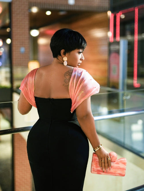 Duchess Allure- Beaded Mesh Off Shoulder BANDAGE Dress (New) (2 Colors)