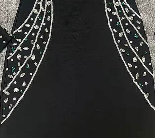 Festive Radiance Queen- Blinged Long Sleeve BANDAGE Dress (New! 2 colors!)