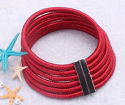 Six-layered coil-style choker necklace