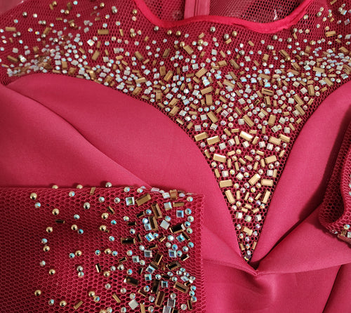 Bellita Luxury- Mesh Rhinestone Embellished Slit Dress (NEW)