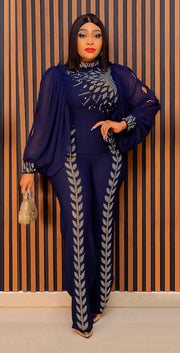 Bling Diva Lady- 2pcs Gemstone Embellished Blouse/Pant Set (NEW)