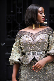 Tilly Gold Shimmers Luxe- 3pc Peplum SET (FINAL SALE! NO RETURN! NO EXCHANGE!)