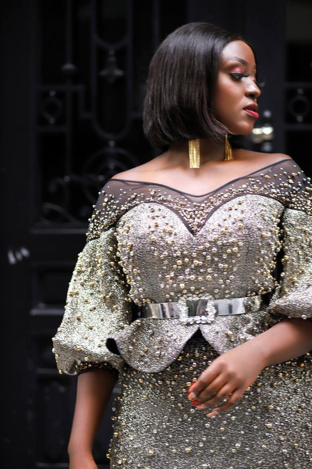 Tilly Gold Shimmers Luxe- 3pc Peplum SET (FINAL SALE! NO RETURN! NO EXCHANGE!)