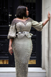Tilly Gold Shimmers Luxe- 3pc Peplum SET (FINAL SALE! NO RETURN! NO EXCHANGE!)