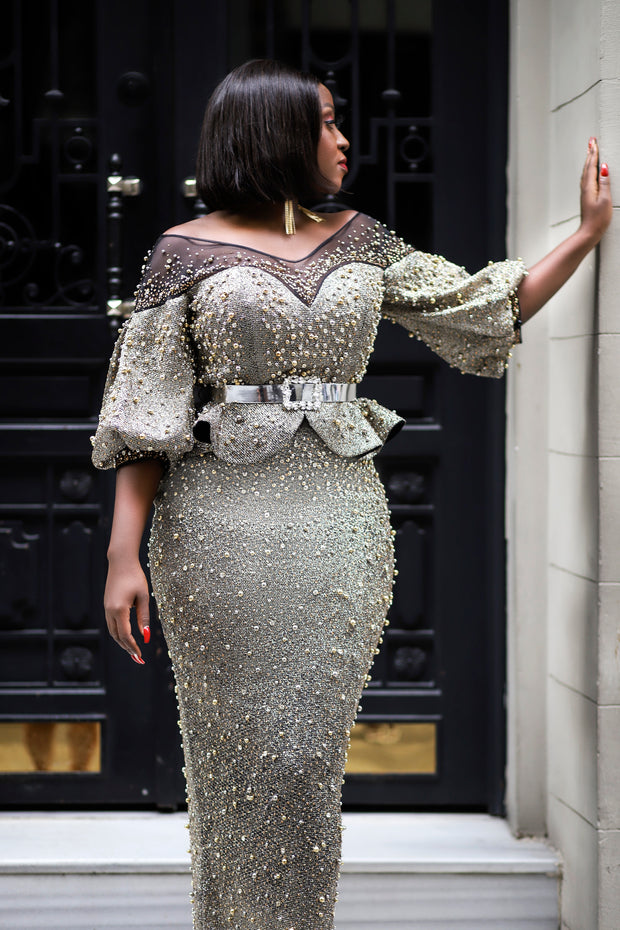 Tilly Gold Shimmers Luxe- 3pc Peplum SET (FINAL SALE! NO RETURN! NO EXCHANGE!)